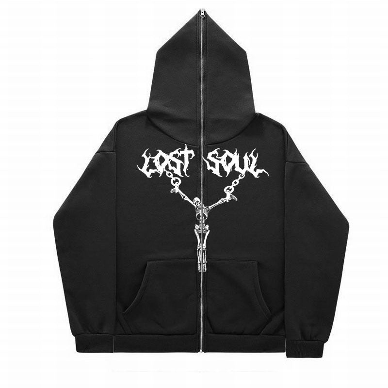 "Lost Soul" Face Zipper Hoodie