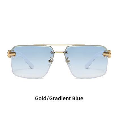 Trimmed Frameless Sunglasses With Large Frame