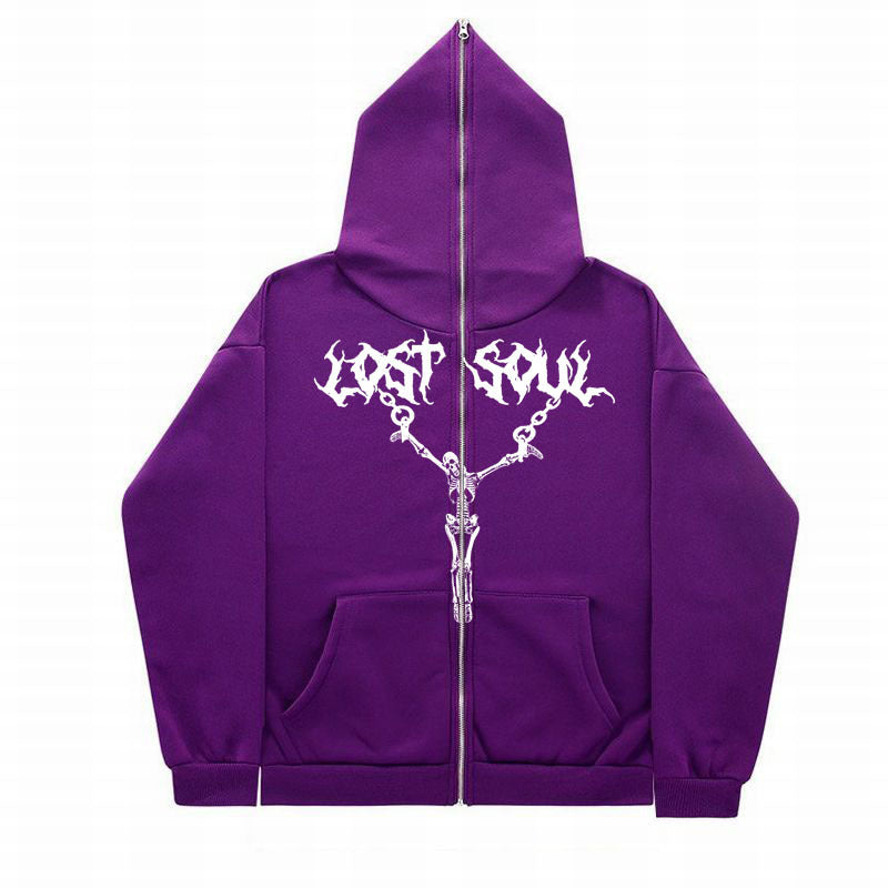 "Lost Soul" Face Zipper Hoodie