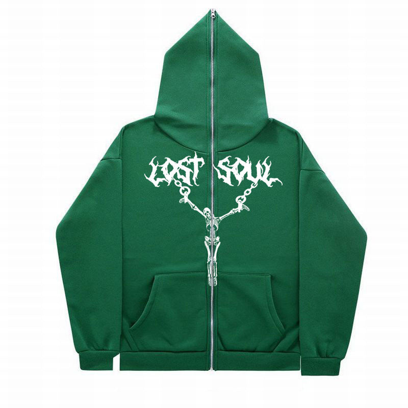 "Lost Soul" Face Zipper Hoodie