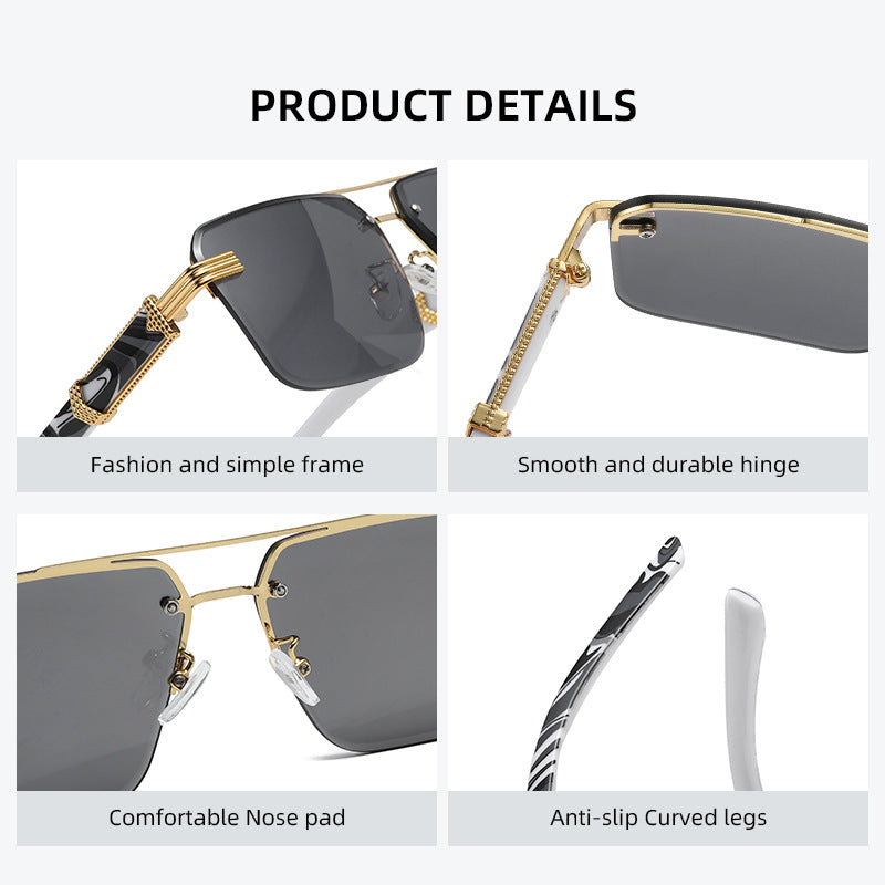 Trimmed Frameless Sunglasses With Large Frame