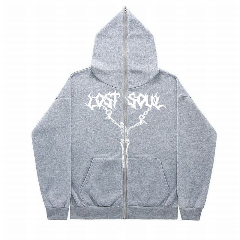 "Lost Soul" Face Zipper Hoodie