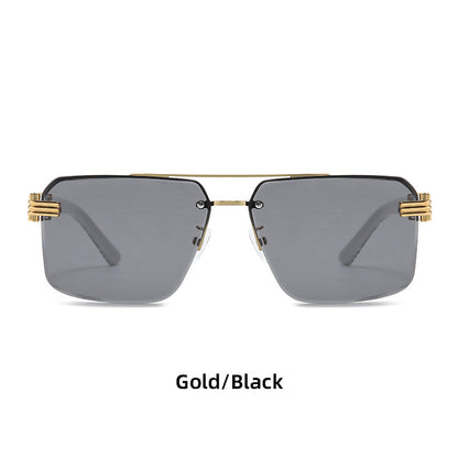 Trimmed Frameless Sunglasses With Large Frame