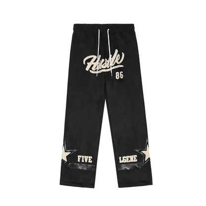 “Hustle” Leather Patchwork Sweatpants