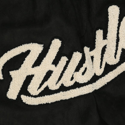 “Hustle” Leather Patchwork Sweatpants