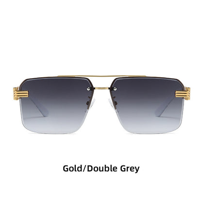 Trimmed Frameless Sunglasses With Large Frame